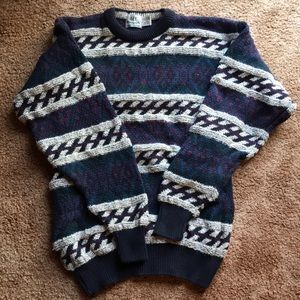 Vintage Striped Pattern Crewneck Sweater